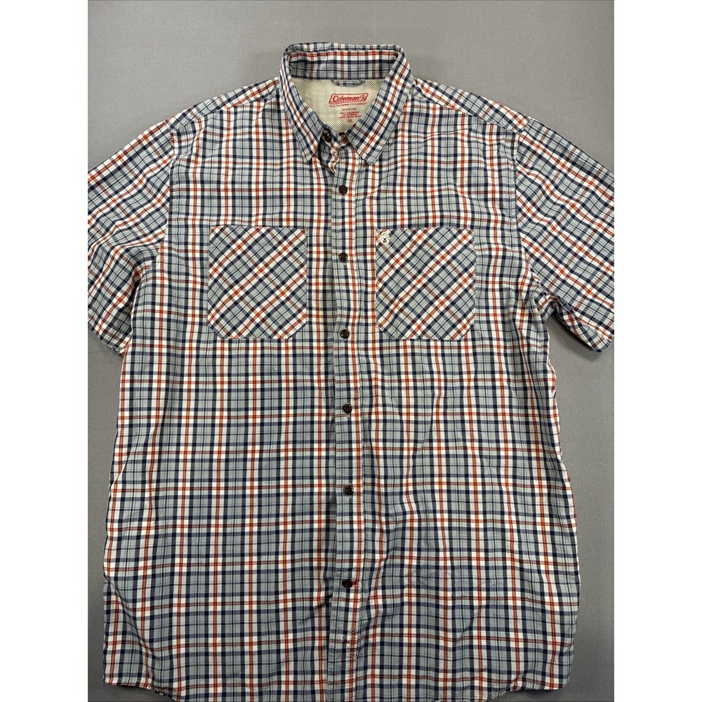 Coleman‎ Red, White and Blue Plaid Button-Down Shirt Men's XL